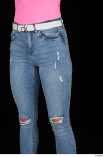 Vinna Reed blue jeans casual dressed thigh white belt 0002.jpg